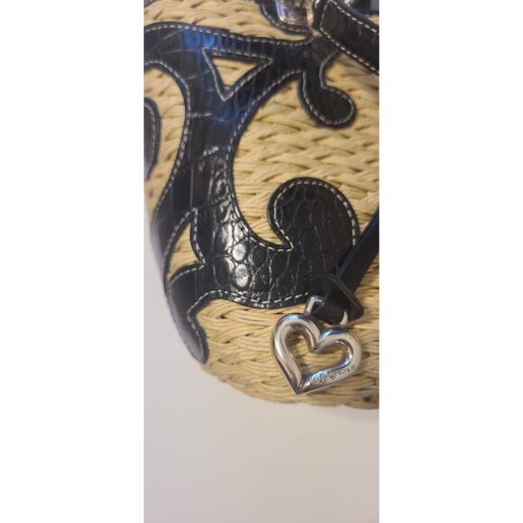 Brighton straw & Leather purse handbag In Excellent Condition - Picture 3 of 8